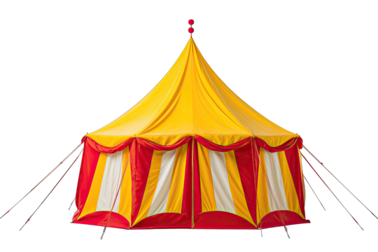 A red and yellow tent On Transparent Background