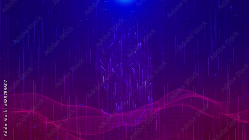 Poster cyber or technology background. cyberspace binary chain. crypto space. 4k 3d artificial intelligence