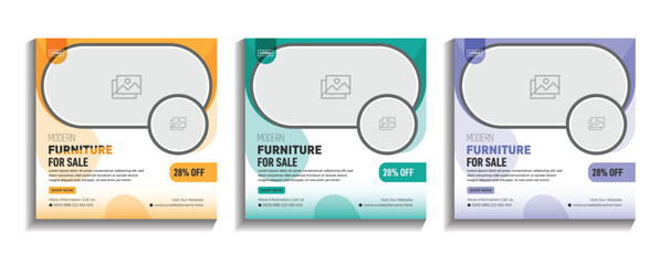 Modern furniture social media post design for sale, and web banner template to Instagram post.