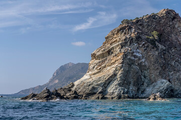 Fototapeta na wymiar cormorans on cliff at Rossa island, Argentario, Italy