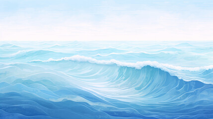 Fototapeta na wymiar 海　波のある和風背景イラスト