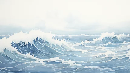 Foto op Canvas 海　波のある和風背景イラスト © ヨーグル