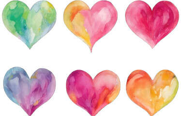 set of colorful hearts
