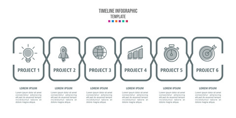 Vector Infographic label design with icons and 6 options or steps. Infographics for business concept. Can be used for presentations banner, workflow layout, process diagram, flow chart, info graph