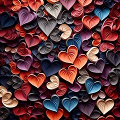 Colourful pattern with paper hearts