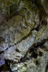New Athos cave with stalactites and stalagmites in Abkhazia.