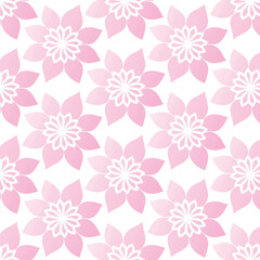 Pink gradient flower regular seamless pattern. Romantic floral design. Vector illustration.