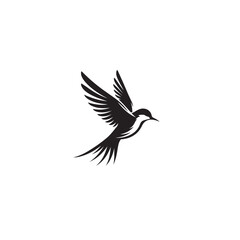 Flying Bird Silhouette: Ephemeral Shadows Cast by a Majestic Aviator Black Vector Bird Flying Silhouette
