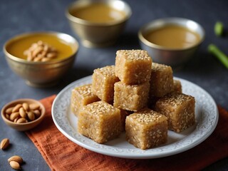 Tilgul vadi special sweet food of Makar Sankranti made of Sesame seeds, jaggery 