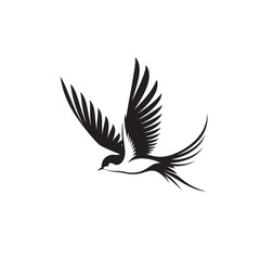 Flying Bird Silhouette: Poetic Dance of Feathers in the Gloaming Horizon Black Vector Bird Flying Silhouette
