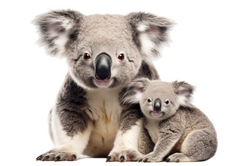 Obraz premium Koala with its cute cub, cut out