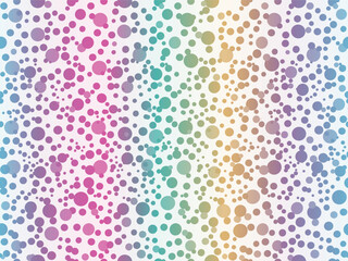 Vector seamless festive white pattern of rainbow gradient balls - obrazy, fototapety, plakaty
