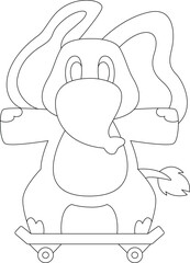 Elephant Skater Skateboard Sports Animal Vector Graphic Art Illustration