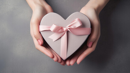 Valentine's Gift - Heart-Shaped Box in Hands