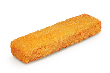 Fish finger or stick isolated on white background with full depth of field