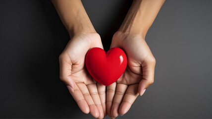 Valentine's Affection - Red Heart Cradled in Hands