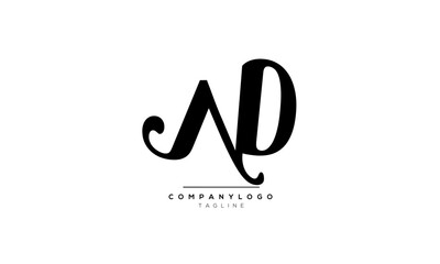 Alphabet letters Initials Monogram logo AD, AD INITIAL, AD letter