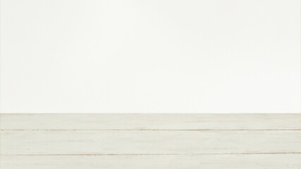 Background of aged white painted wooden planks and  white blank background close-up. Background for display product advertisment.