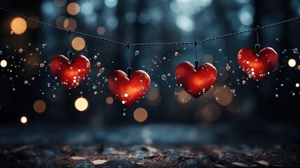 Valentine's Magic: Hearts on Bokeh Background (Generated with AI) - Powered by Adobe