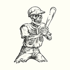 Baseball Skeleton Playing baseball Vector