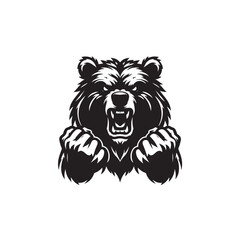 Basic Bear Silhouette Icon - Black Vector Bear Silhouette
