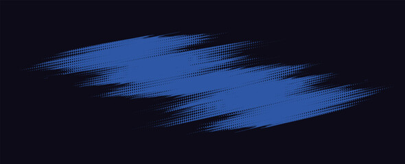 Abstract speed line style blue color halftone banner design template. Vector illustration.
