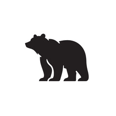 Plain Bear Silhouette Art - Black Vector Bear Silhouette
