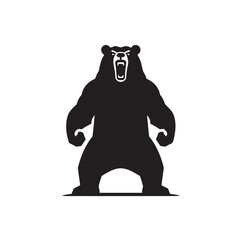 Linear Bear Silhouette - Black Vector Bear Silhouette
