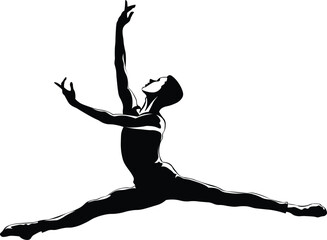 Cartoon Black and White Isolated Illustration Vector Of A Ballerina In Pirouette Pose © Matt