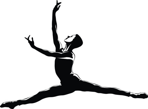 Cartoon Black and White Isolated Illustration Vector Of A Ballerina In Pirouette Pose
