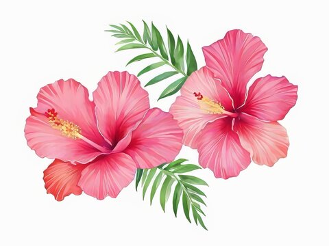 Flor de hibisco tropical del vector de la acuarela