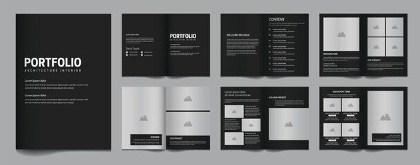 Architecture and interior portfolio template minimalist design - obrazy, fototapety, plakaty