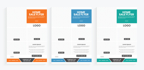 Commercial real estate house sale flyer design, modern real estate company property flyer, online marketing residential vertical leafet, and handout