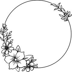 Hand drawn botanical circle frame