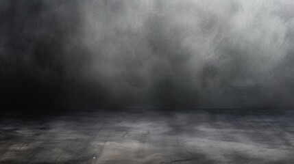 Dark concrete floor room with mist or fog - obrazy, fototapety, plakaty