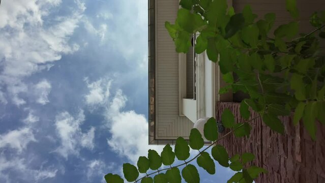 top view blue sky cloudy white background wallpaper copy space home house condominium hotel apartment resident architecture construction design real estate building outdoor city high angle view plan