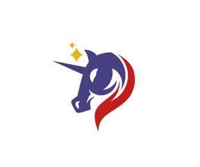 Horse and star logos with American colors of red, blue and yellow