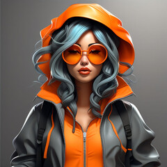 3d female character with sunglasses