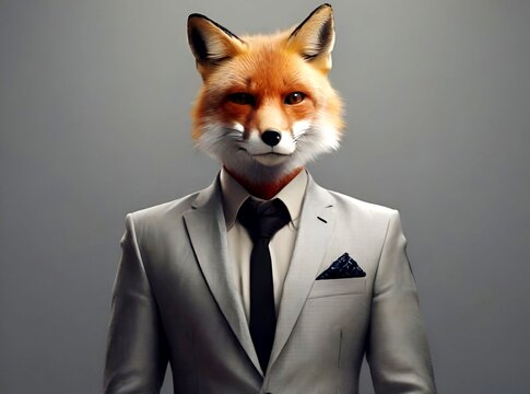 Funny businessman with fox face, new graphic style design
