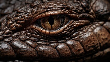 Close-Up of an Alligator's Eye - obrazy, fototapety, plakaty