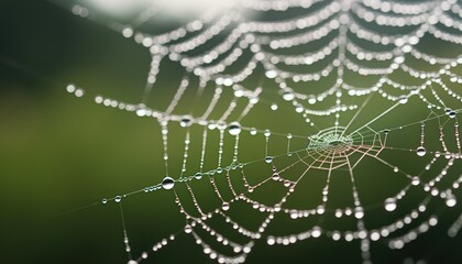 Close-Up of a Spider Web with Water Droplets