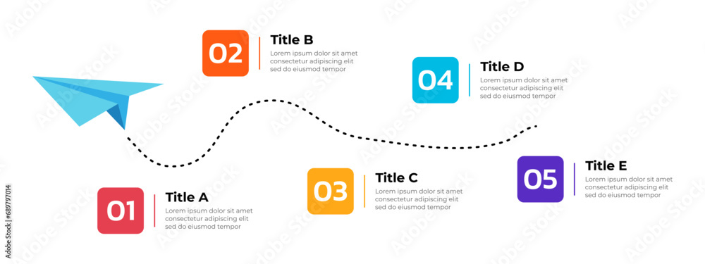Aufkleber infographic design template with paper plane. vector illustration. can be used for workflow layout, 