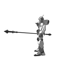 Spartan Engineering Stryker Defender Class Mobile Suit Design with Steel Polearm