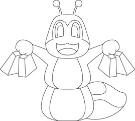 Caterpillar Shopping Shopping bag Animal Vector Graphic Art Illustration