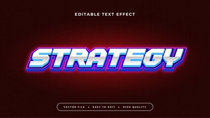 Naklejka na ściany i meble Red blue and white strategy 3d editable text effect - font style