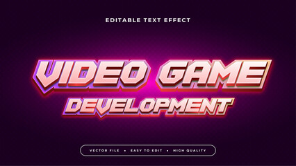 Black red and purple violet video game development 3d editable text effect - font style
