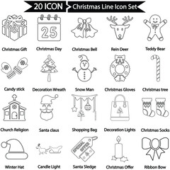 Christmas Line Icon Set