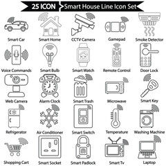 Smart House Line Icon Set