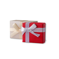 Gift boxes tied with ribbons tied in a bow. Gifts for the holiday.