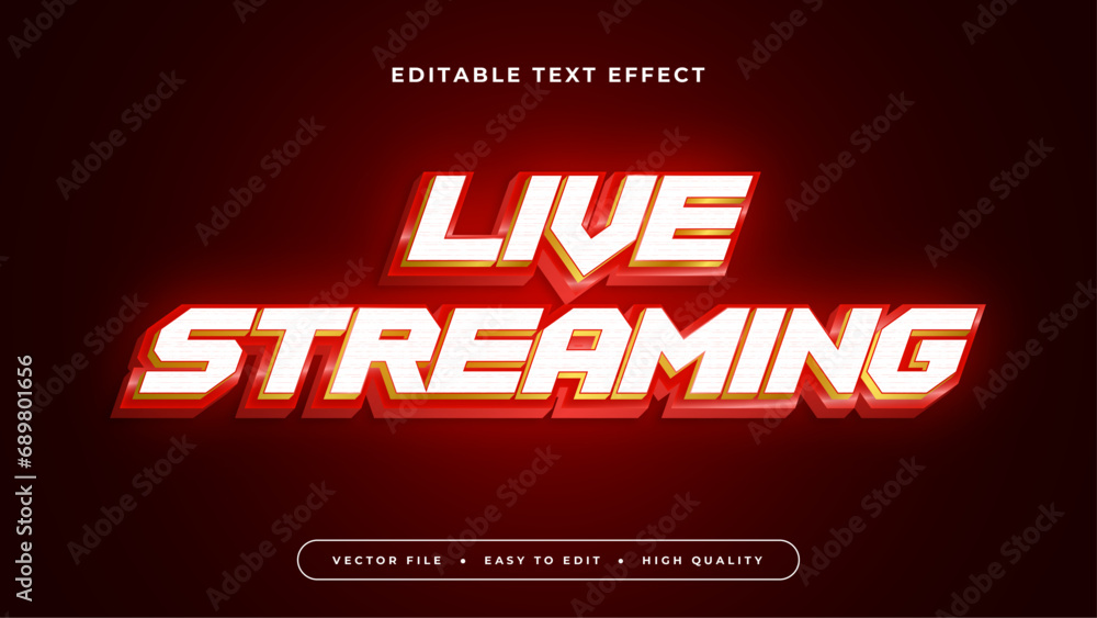 Aufkleber Red and white live streaming 3d editable text effect - font style